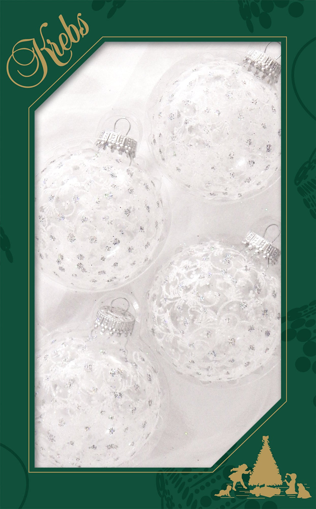 Glass Christmas Tree Ornaments - 67mm/2.63" [4 Pieces] Decorated Balls from Christmas by Krebs Seamless Hanging Holiday Decor