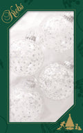 Glass Christmas Tree Ornaments - 67mm/2.63" [4 Pieces] Decorated Balls from Christmas by Krebs Seamless Hanging Holiday Decor