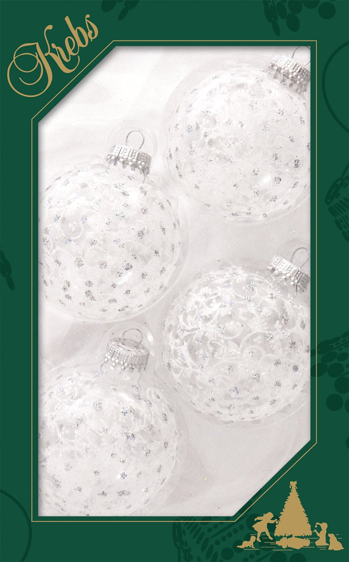 Glass Christmas Tree Ornaments - 67mm/2.63" [4 Pieces] Decorated Balls from Christmas by Krebs Seamless Hanging Holiday Decor