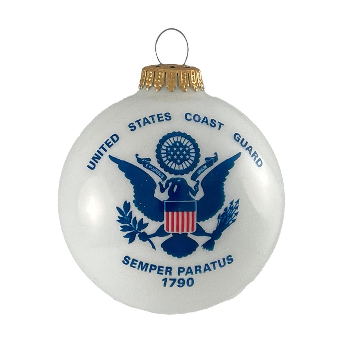 Christmas Tree Ornaments Made in the USA - 80mm / 3.25" Decorated Collectible Glass Balls from Christmas by Krebs - Handmade Hanging Holiday Decoration for Trees (USCG with Established Date)