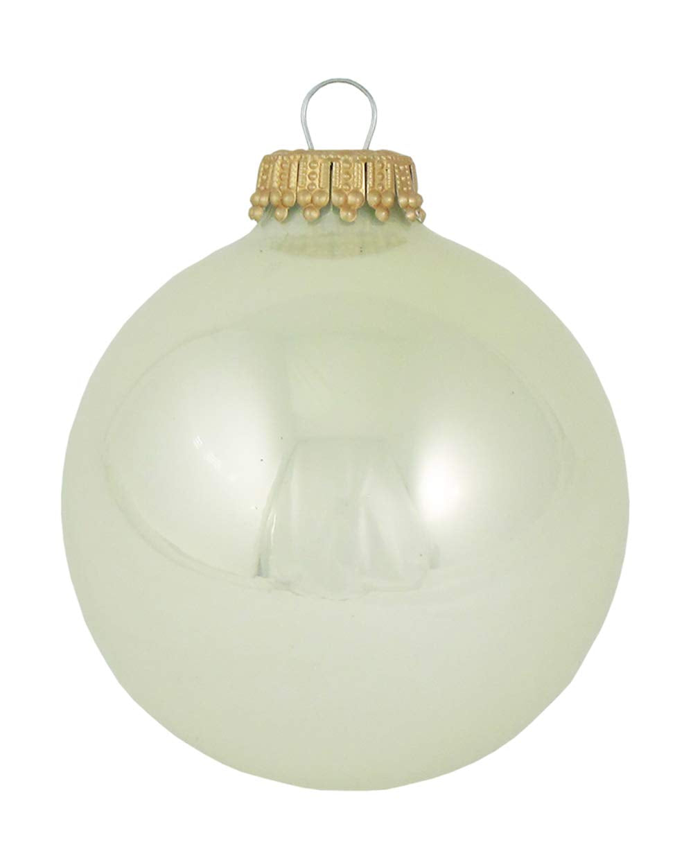 Christmas By Krebs Made in The USA Designer Seamless Glass Christmas Ball Ornaments, 2 5/8" (67mm), 8 Pieces (Shiny Pearl)