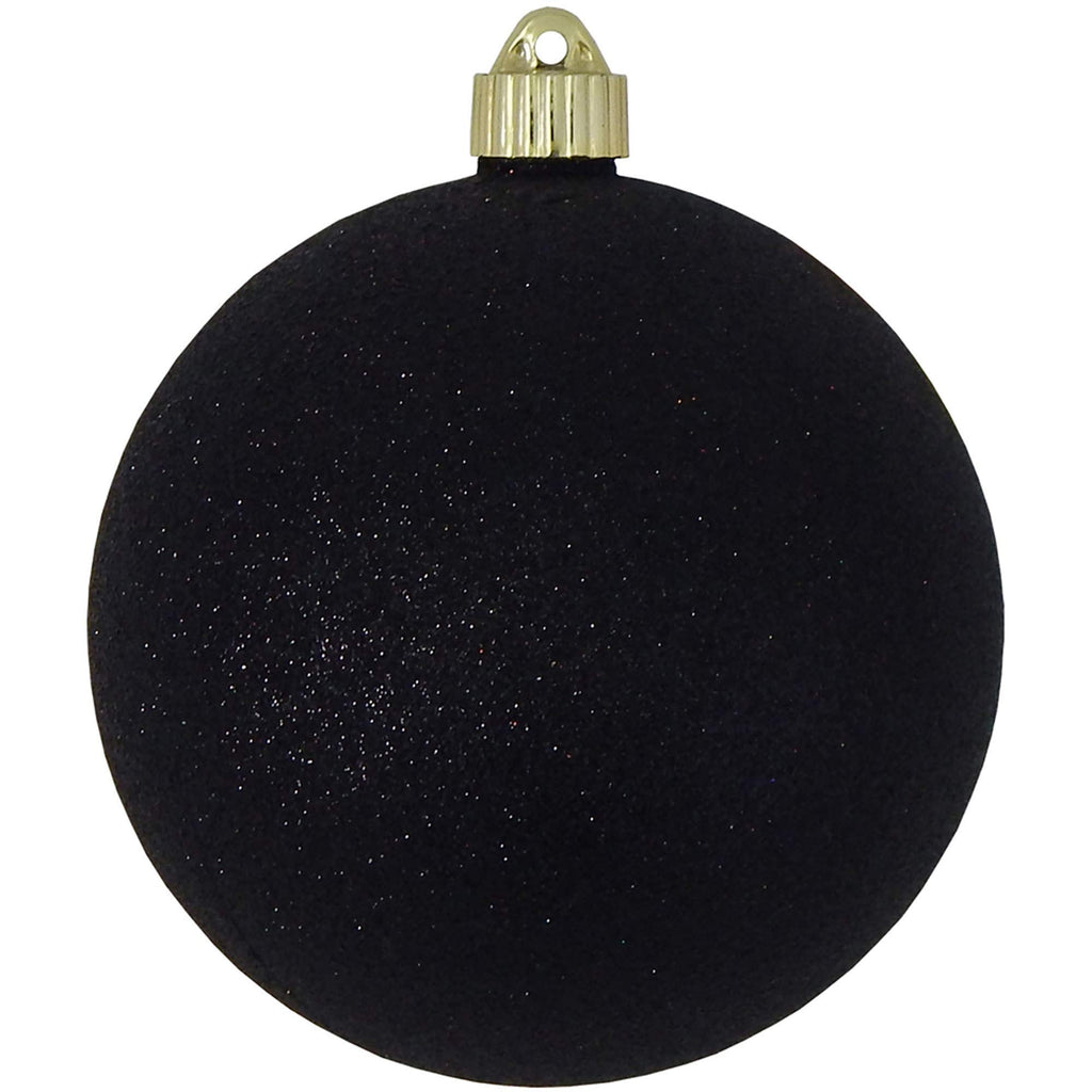 Christmas By Krebs 6" (150mm) Black Glitter [2 Pieces] Solid Commercial Grade Indoor and Outdoor Shatterproof Plastic, Water Resistant Ball Ornament Decorations