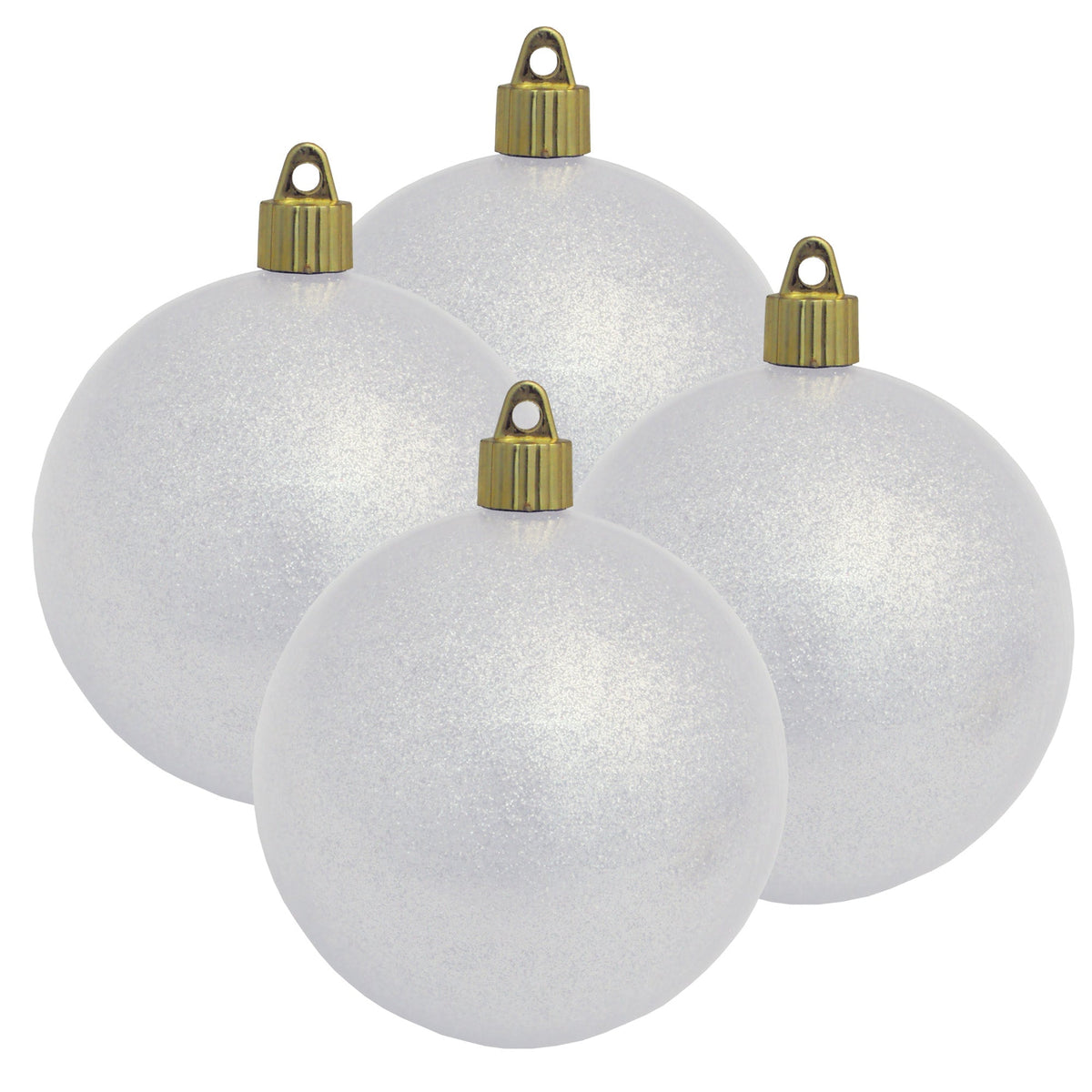 Christmas By Krebs 4" (100mm) White Sparkle [4 Pieces] Solid Commercial Grade Indoor and Outdoor Shatterproof Plastic, Water Resistant Ball Ornament Decorations