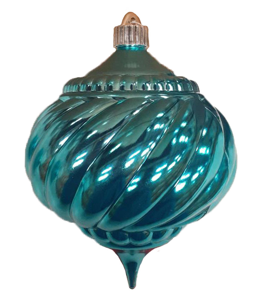 Christmas By Krebs 6" (150mm) Swirled Onion Shiny Balmy Seas [2 Pieces] Solid Commercial Grade Indoor and Outdoor Shatterproof Plastic, UV and Water Resistant Ball Ornament Decorations