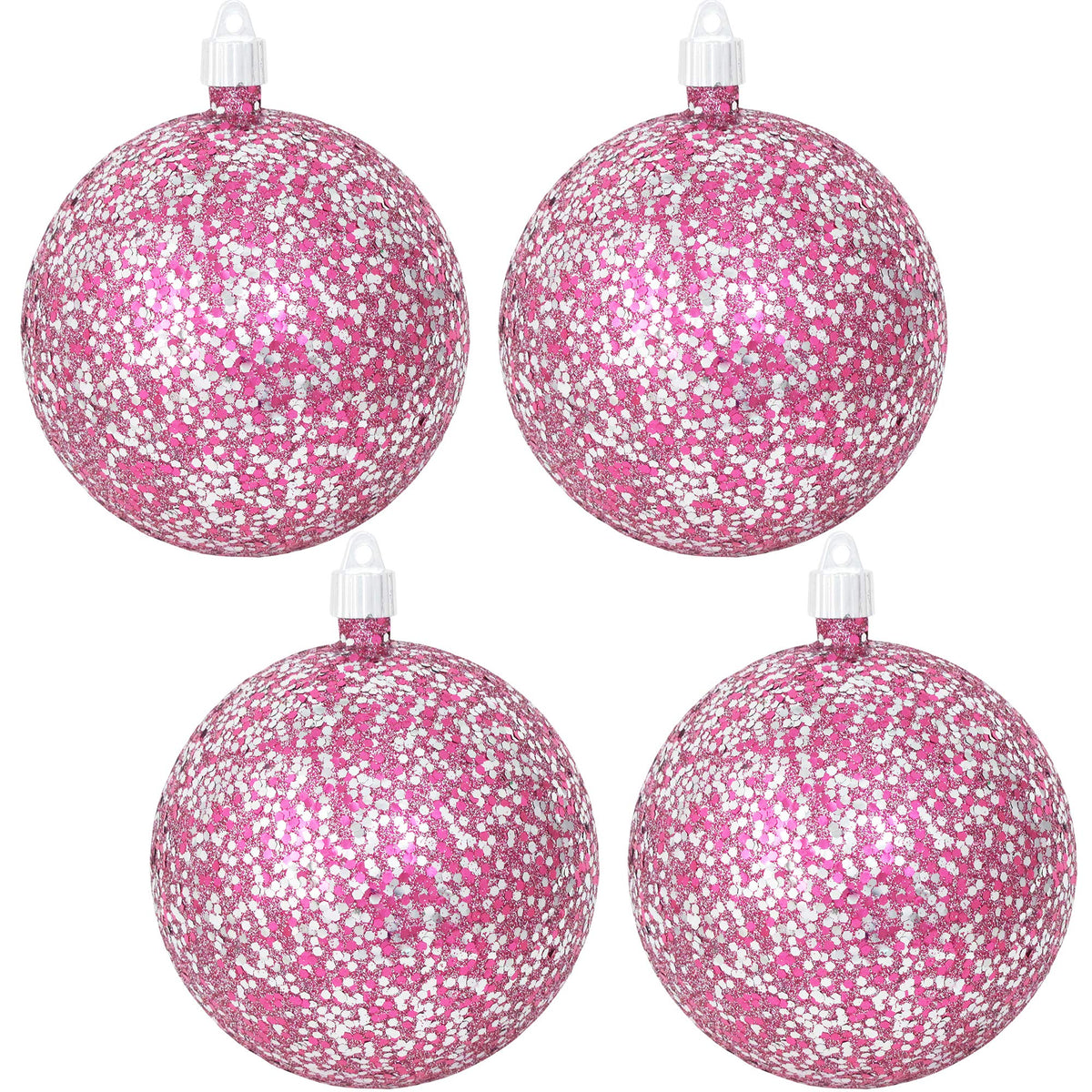 Christmas By Krebs Ornament, Commercial Grade Indoor and Outdoor Shatterproof Plastic, Water Resistant Ball Ornament Decorations (Cabernet Pink & Silver Multicolor Glitz, 4 3/4 inch (120mm))