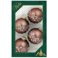Glass Christmas Tree Ornaments - 67mm/2.625" [4 Pieces] Decorated Balls from Christmas by Krebs Seamless Hanging Holiday Decor (Coconut Brown with White Gingerbread & Candy Canes)