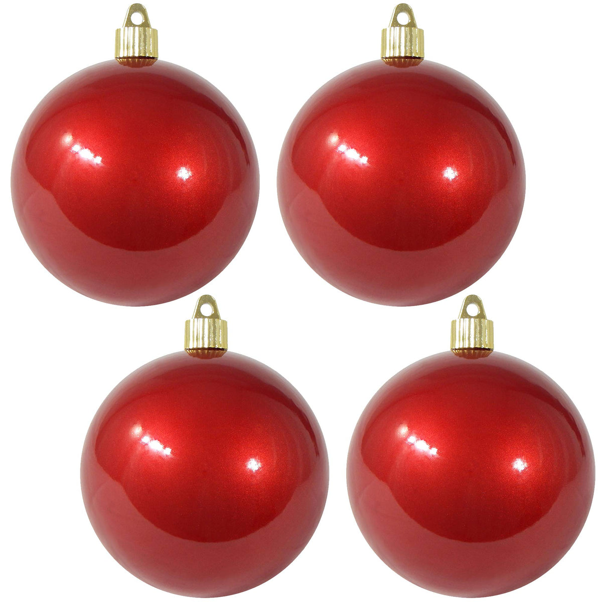 Christmas By Krebs 4" (100mm) Candy Red [4 Pieces] Solid Commercial Grade Indoor and Outdoor Shatterproof Plastic, UV and Water Resistant Ball Ornament Decorations