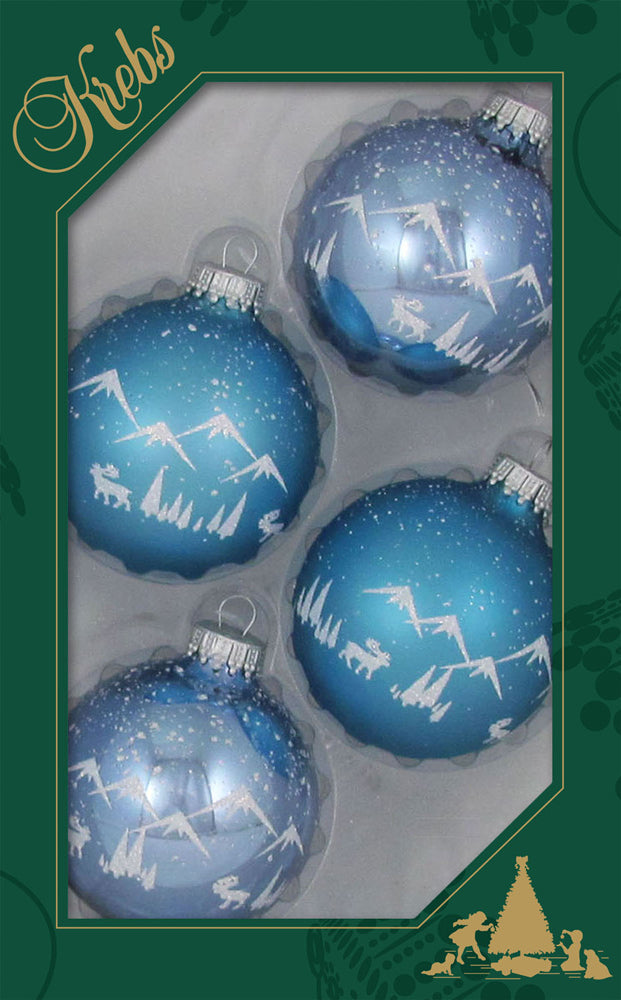 Glass Christmas Tree Ornaments - 67mm/2.625" [4 Pieces] Decorated Balls from Christmas by Krebs Seamless Hanging Holiday Decor