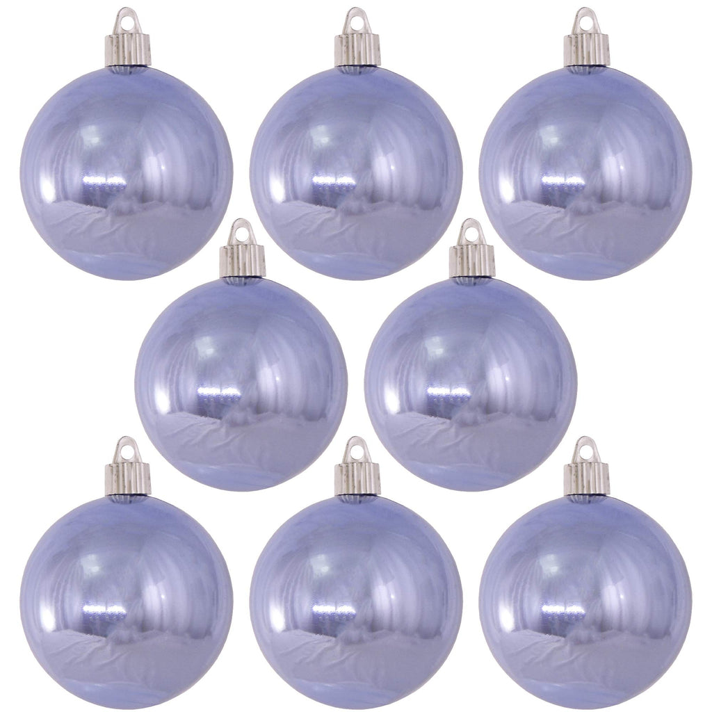Christmas By Krebs 3 1/4" (80mm) Shiny Polar Blue [8 Pieces] Solid Commercial Grade Indoor and Outdoor Shatterproof Plastic, UV and Water Resistant Ball Ornament Decorations