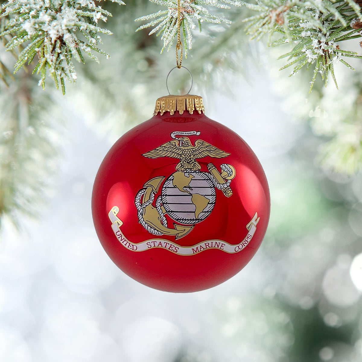 Christmas Tree Ornaments Made in the USA - 80mm / 3.25" Decorated Collectible Glass Balls from Christmas by Krebs - Handmade Hanging Holiday Decoration for Trees (USM with Established Date)