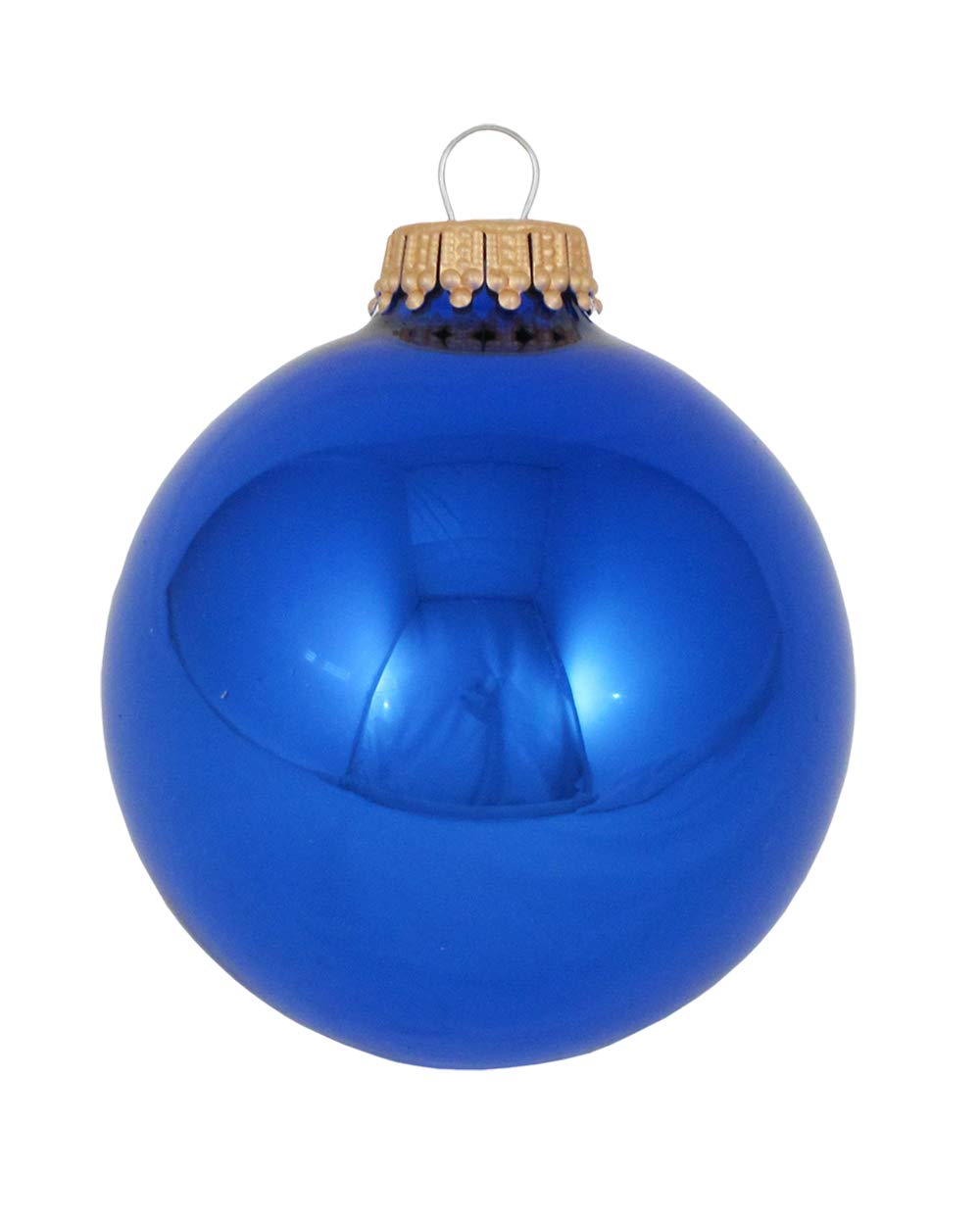 Christmas By Krebs Made in The USA Designer Seamless Glass Christmas Ball Ornaments, 2 5/8" (67mm), 8 Pieces (Shiny Victoria Blue)