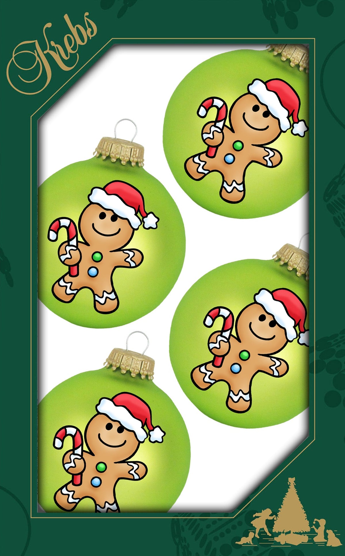 Parrot Green 2 5/8" Ball with Cute Gingerbread (4)