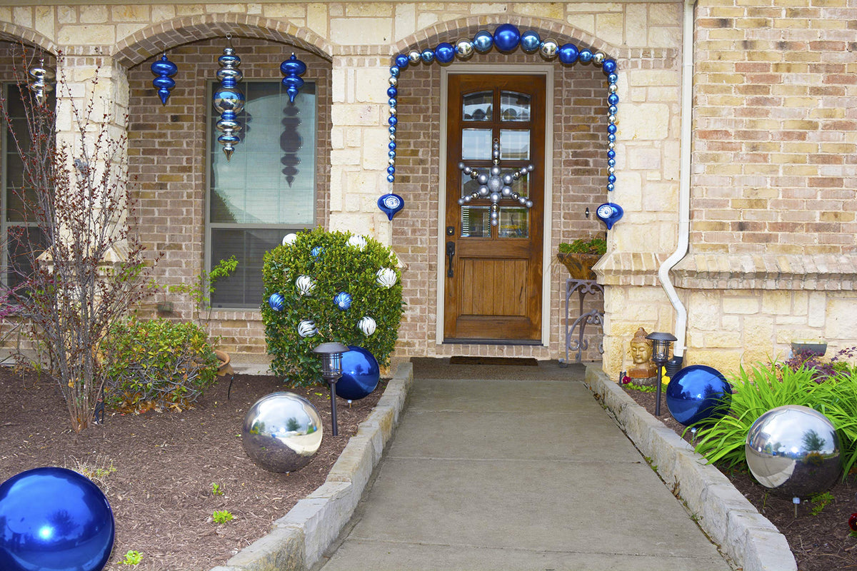 Christmas By Krebs 3 1/4" (80mm) Dark Blue Glitter [8 Pieces] Solid Commercial Grade Indoor and Outdoor Shatterproof Plastic, UV and Water Resistant Ball Ornament Decorations