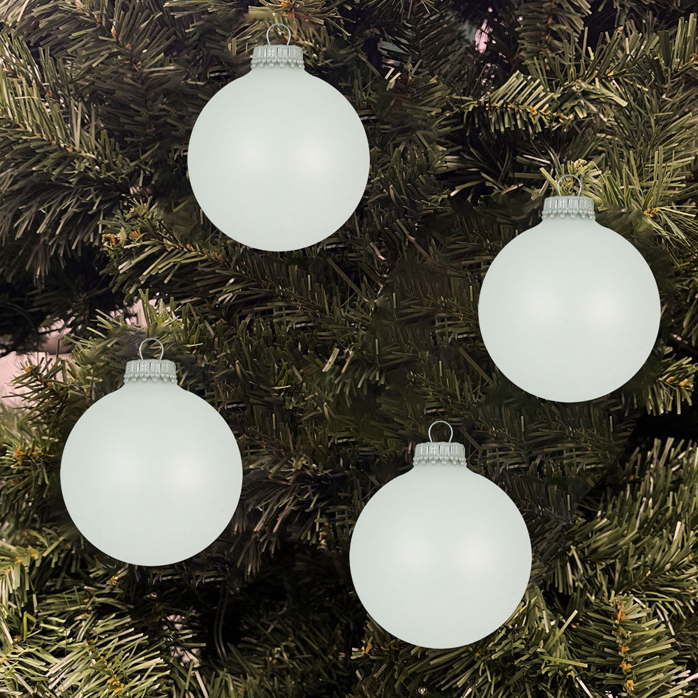 Christmas By Krebs 2 5/8" (67mm) Seamless Glass Ornament [8 Pieces], Decorated Designer Heirloom (Classic White Velvet)
