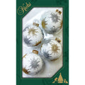 Glass Christmas Tree Ornaments - 67mm/2.63" [4 Pieces] Decorated Balls from Christmas by Krebs Seamless Hanging Holiday Decor (Porcelain White with Silver & Gold Starlight)