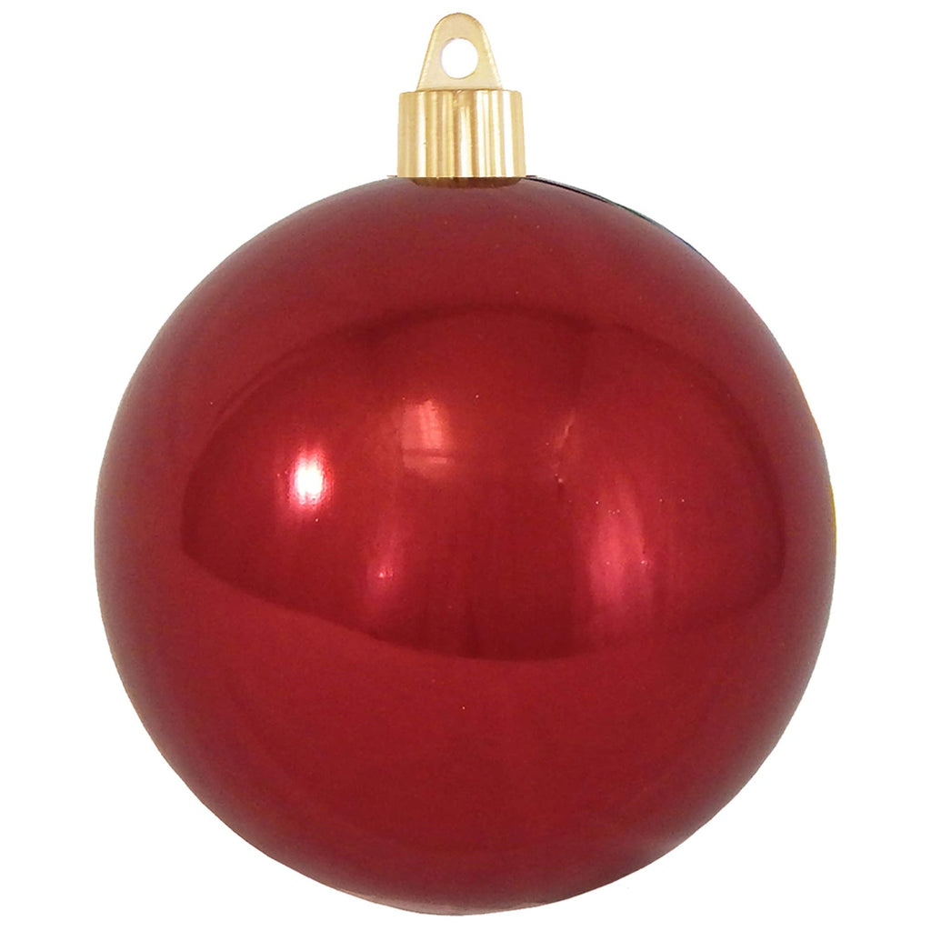 Christmas By Krebs 4" (100mm) Shiny Sonic Red [4 Pieces] Solid Commercial Grade Indoor and Outdoor Shatterproof Plastic, UV and Water Resistant Ball Ornament Decorations