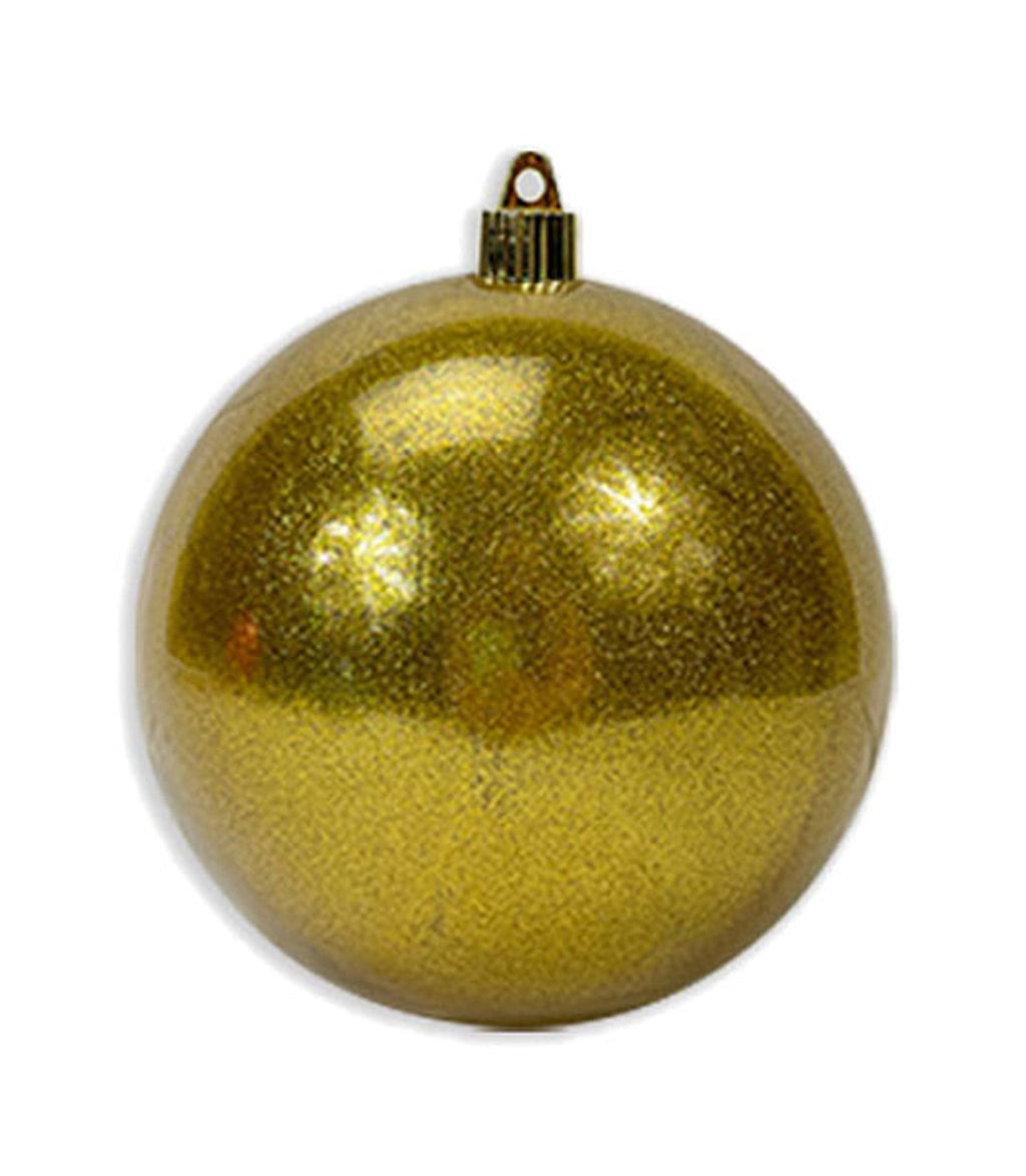 Christmas By Krebs 4" (100mm) Gold Sparkle [4 Pieces] Solid Commercial Grade Indoor and Outdoor Shatterproof Plastic, Water Resistant Ball Ornament Decorations