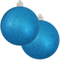 Christmas By Krebs 6" (150mm) Aqua Blue Glitter [2 Pieces] Solid Commercial Grade Indoor and Outdoor Shatterproof Plastic, Water Resistant Ball Ornament Decorations