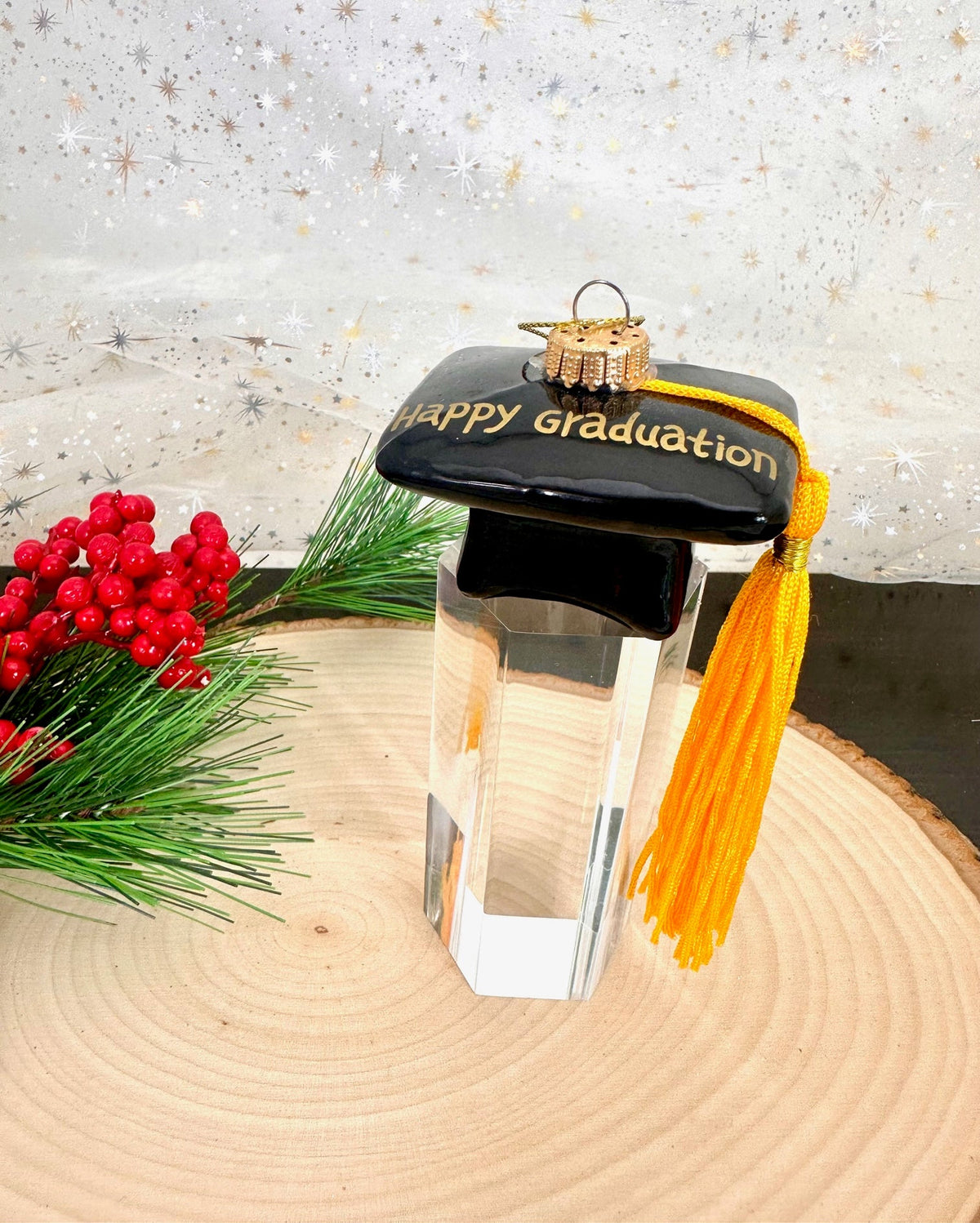 Christmas By Krebs Blown Glass  Collectible Tree Ornaments  (2 1/2" Graduation Cap)