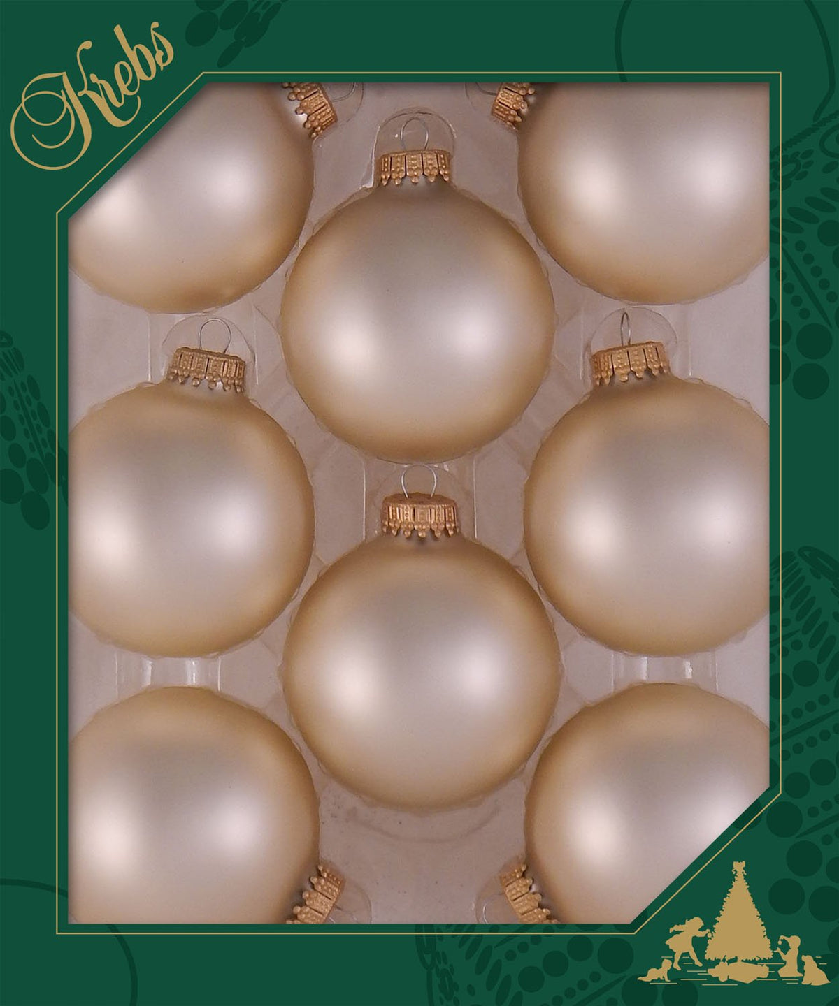 Christmas By Krebs Made in The USA Designer Seamless Glass Christmas Ball Ornaments, 2 5/8" (67mm), 8 Pieces (Oyster Velvet White)