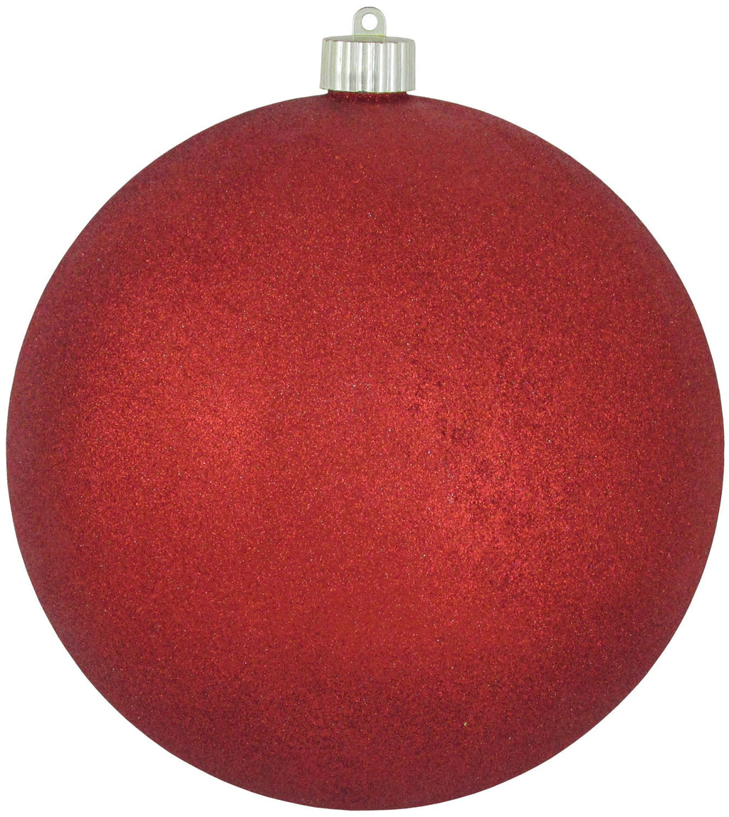 Christmas By Krebs 8" (200mm) Red Glitter [1 Piece] Solid Commercial Grade Indoor and Outdoor Shatterproof Plastic, Water Resistant Ball Ornament Decorations