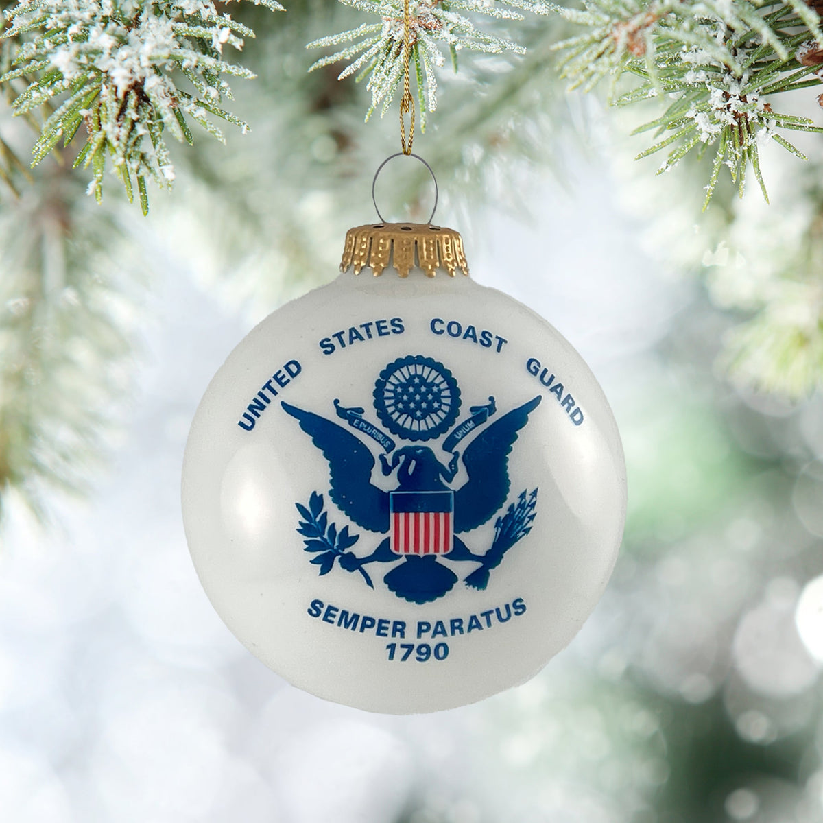 Christmas Tree Ornaments Made in the USA - 80mm / 3.25" Decorated Collectible Glass Balls from Christmas by Krebs - Handmade Hanging Holiday Decoration for Trees (USCG with Established Date)