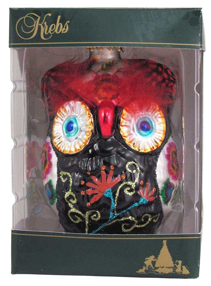 Christmas By Krebs Blown Glass  Collectible Tree Ornaments  (3 3/4" Boho Owl)