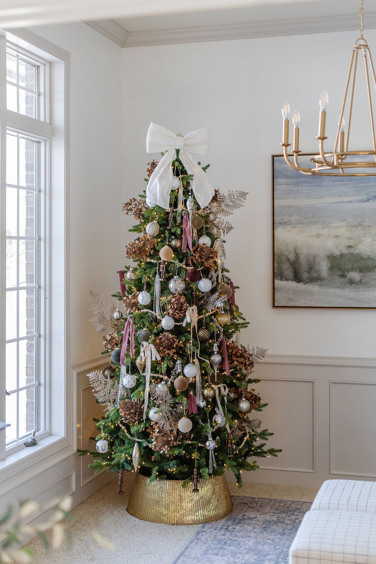 7.5' Alpine Fir Slim Artificial Christmas Tree 650 Warm White LED Lights