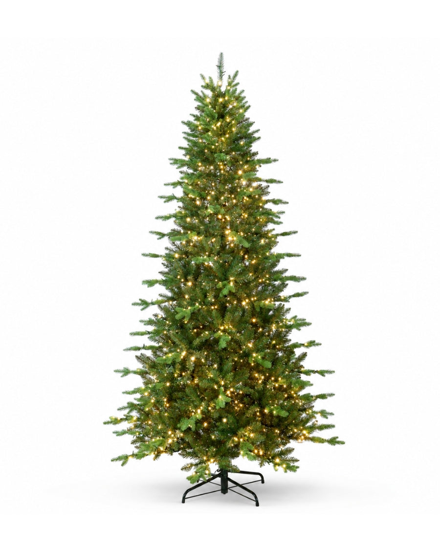 7.5' Alpine Fir Slim Artificial Christmas Tree 1800 Lux LED Lights