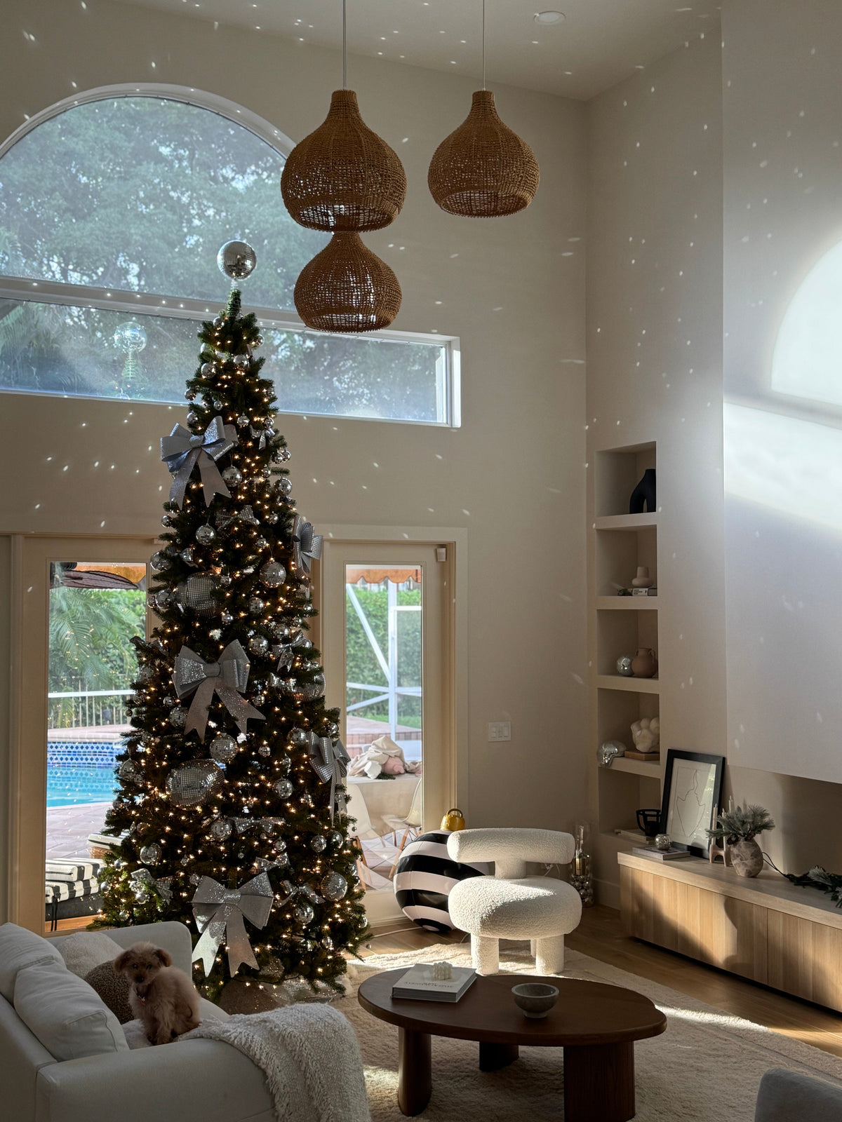 12' King Douglas Fir Slim Artificial Christmas Tree with Warm White & Multi-Color LED Lights