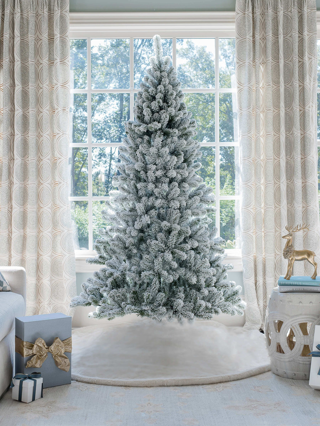 8' Prince Flock® Artificial Christmas Tree Unlit