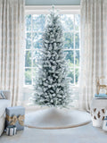 9' King Flock® Slim Artificial Christmas Tree Unlit