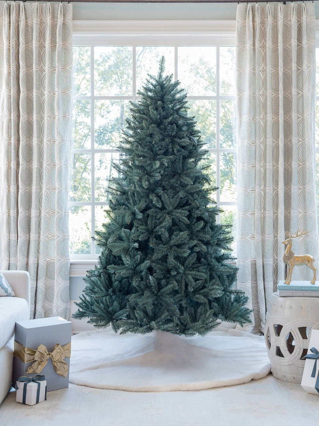 7' Tribeca Blue Spruce Artificial Christmas Tree with 550 Warm White LED Lights