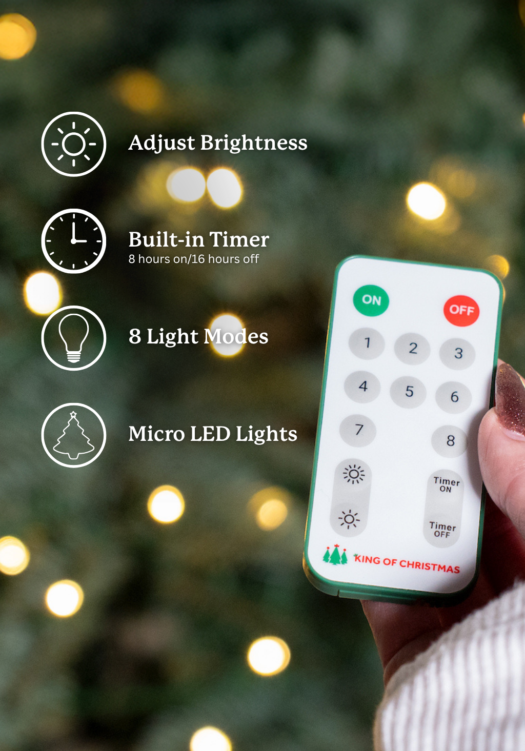 12' King Fraser Fir Artificial Christmas Tree with 3000 Warm White & Multi-Color LED Lights
