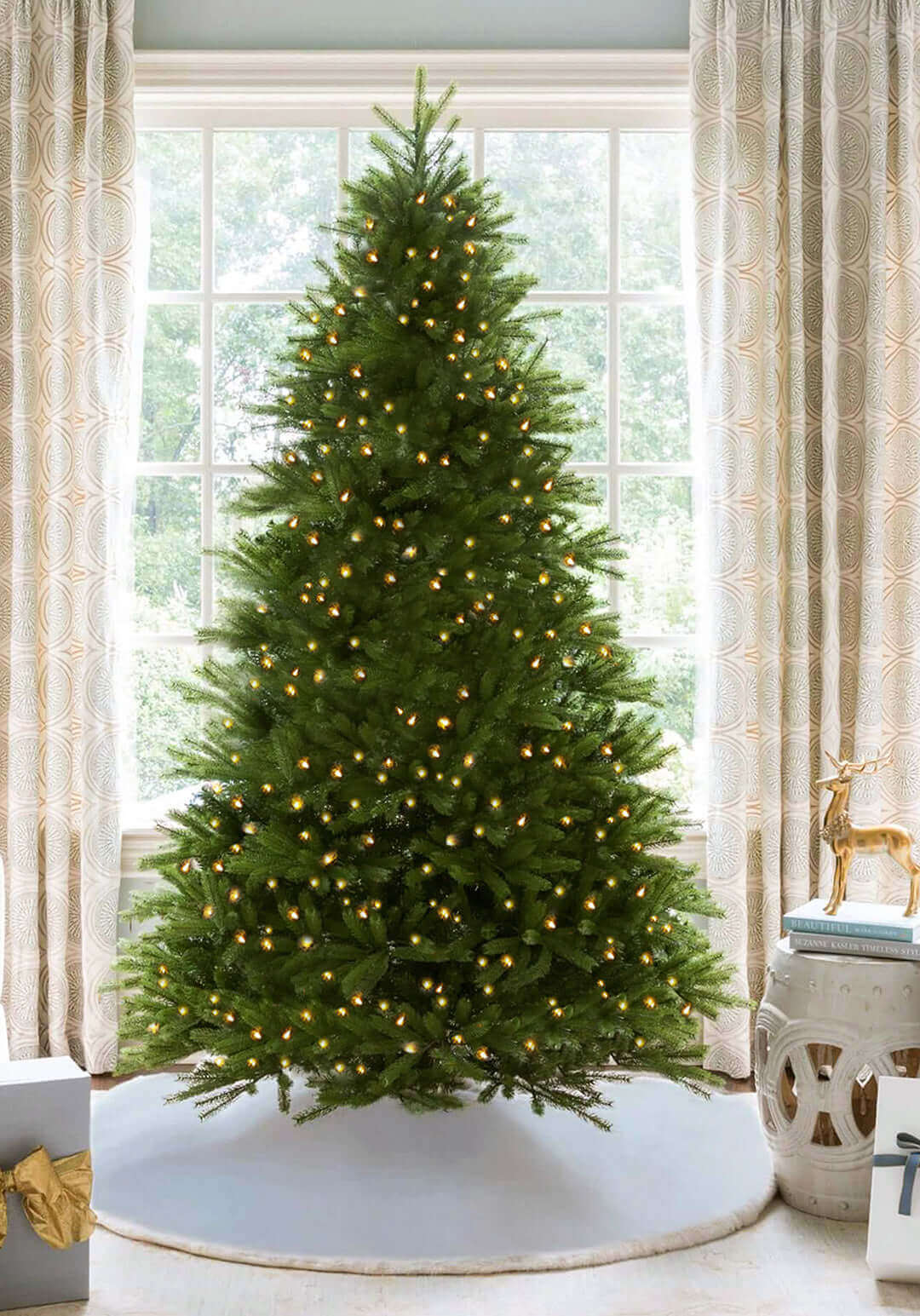 10' King Fraser Fir Artificial Christmas Tree with 2100 Warm White & Multi-Color LED Lights