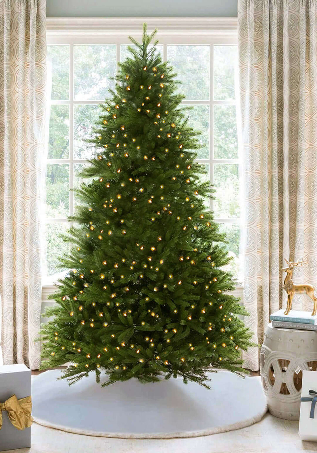 12' King Fraser Fir Artificial Christmas Tree with 3000 Warm White & Multi-Color LED Lights