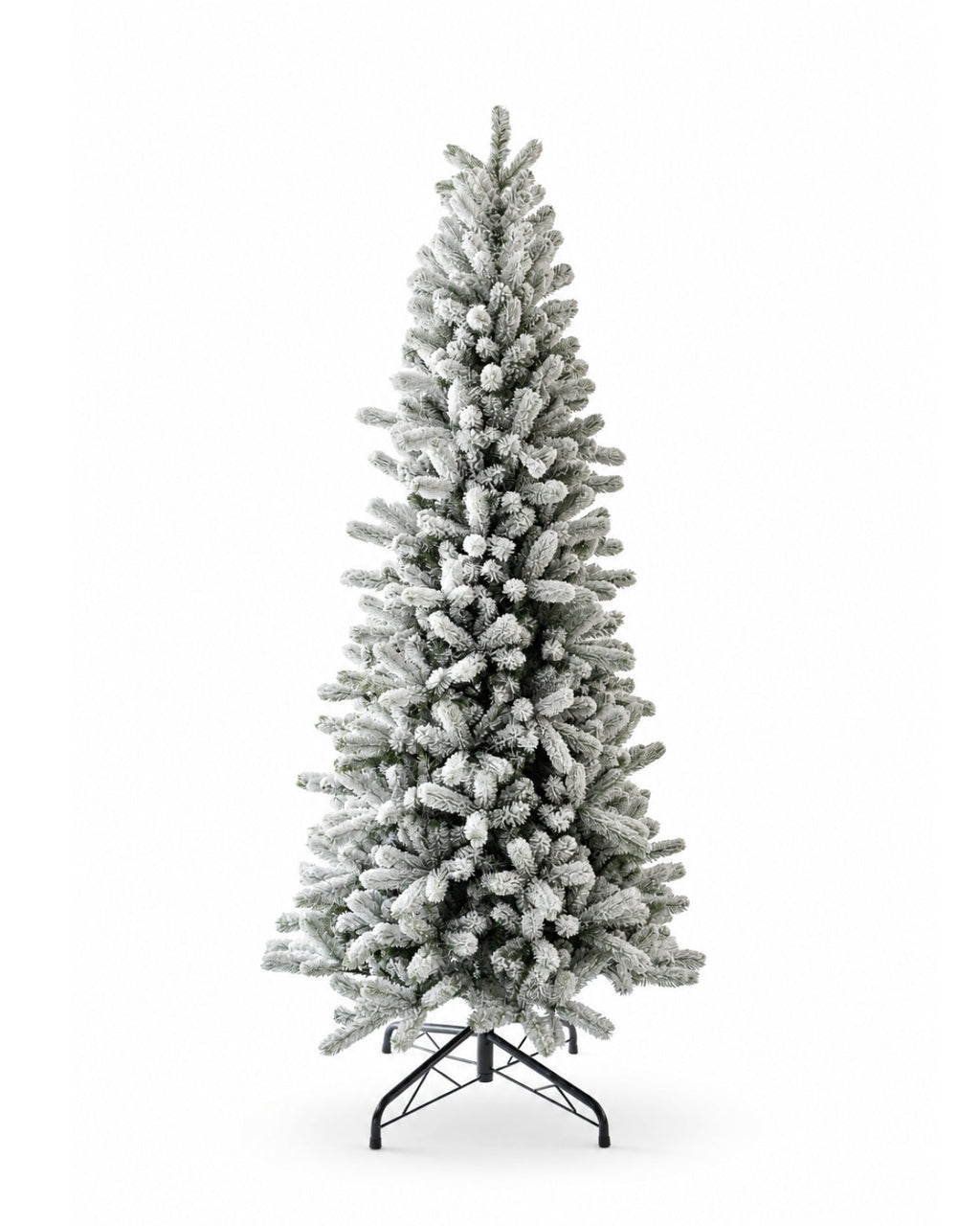 12' King Flock® Slim Artificial Christmas Tree with 1250 Warm White LED Lights