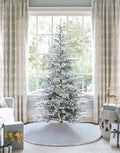 7' King Noble Flock Artificial Christmas Tree with 500 Warm White LED Lights