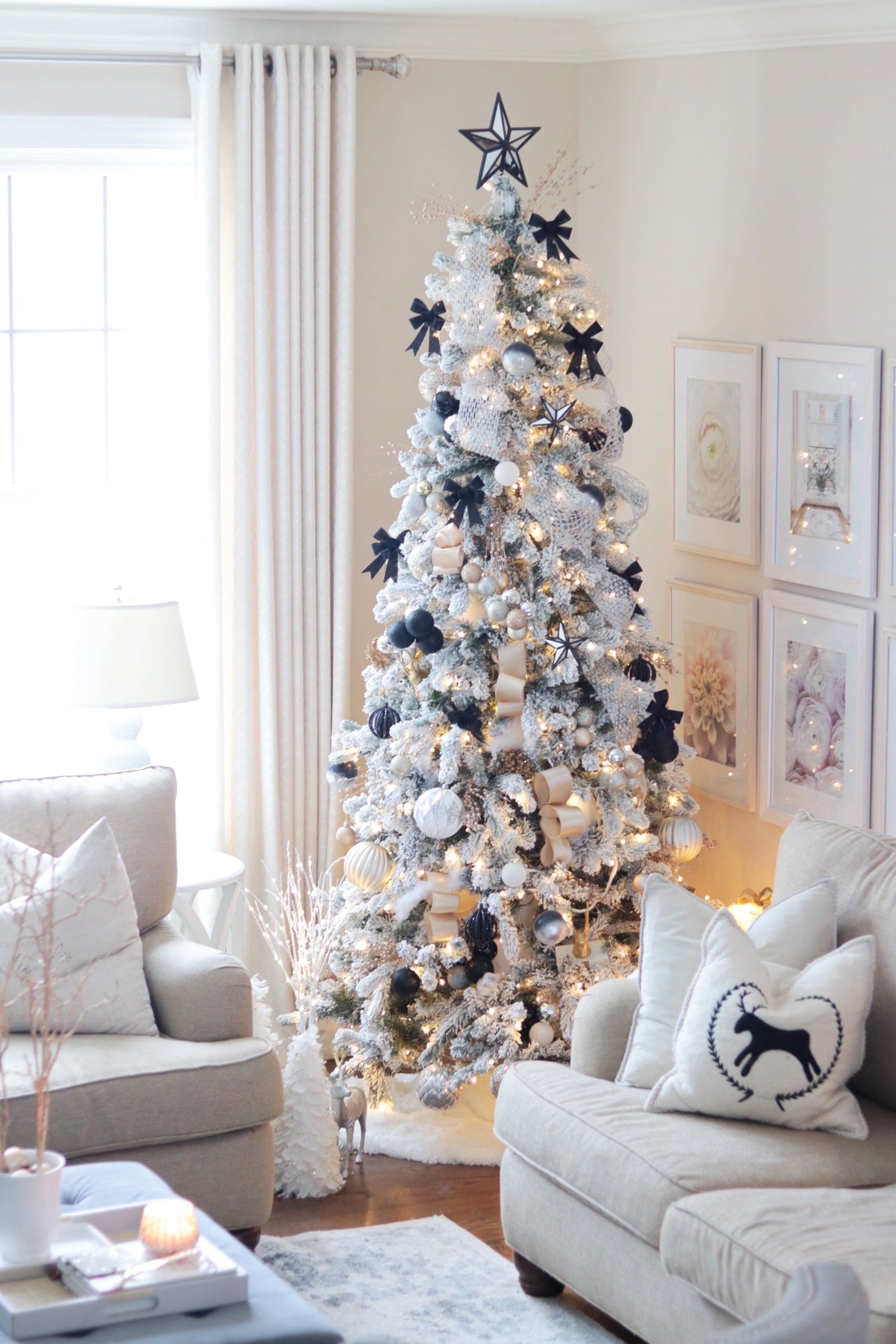 9' King Flock® Slim Artificial Christmas Tree Unlit