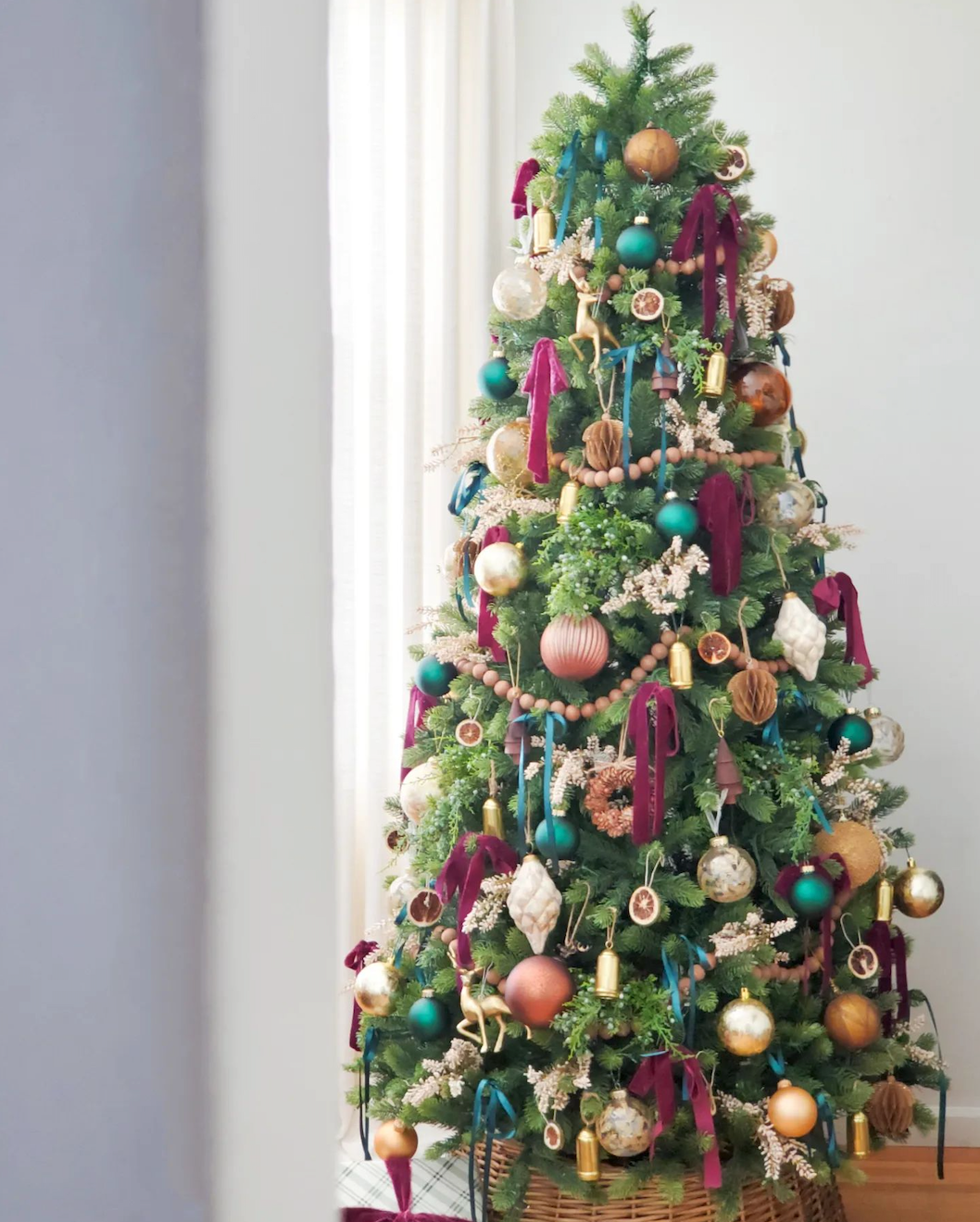 10' Royal Fir Slim Artificial Christmas Tree with 1500 Warm White & Multi-Color LED Lights