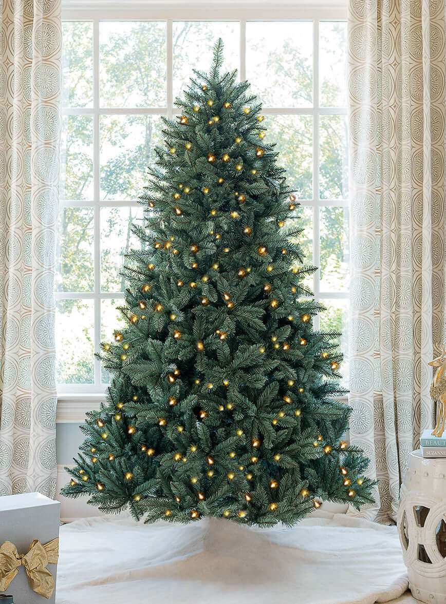 8' Tribeca Blue Spruce Artificial Christmas Tree with 650 Warm White LED Lights