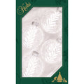 Glass Christmas Tree Ornaments - 67mm/2.63" [4 Pieces] Decorated Balls from Christmas by Krebs Seamless Hanging Holiday Decor (Clear with White Vines and Dots)