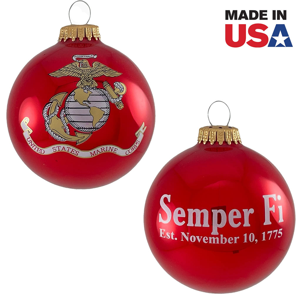 Christmas Tree Ornaments Made in the USA - 80mm / 3.25" Decorated Collectible Glass Balls from Christmas by Krebs - Handmade Hanging Holiday Decoration for Trees (USM with Established Date)