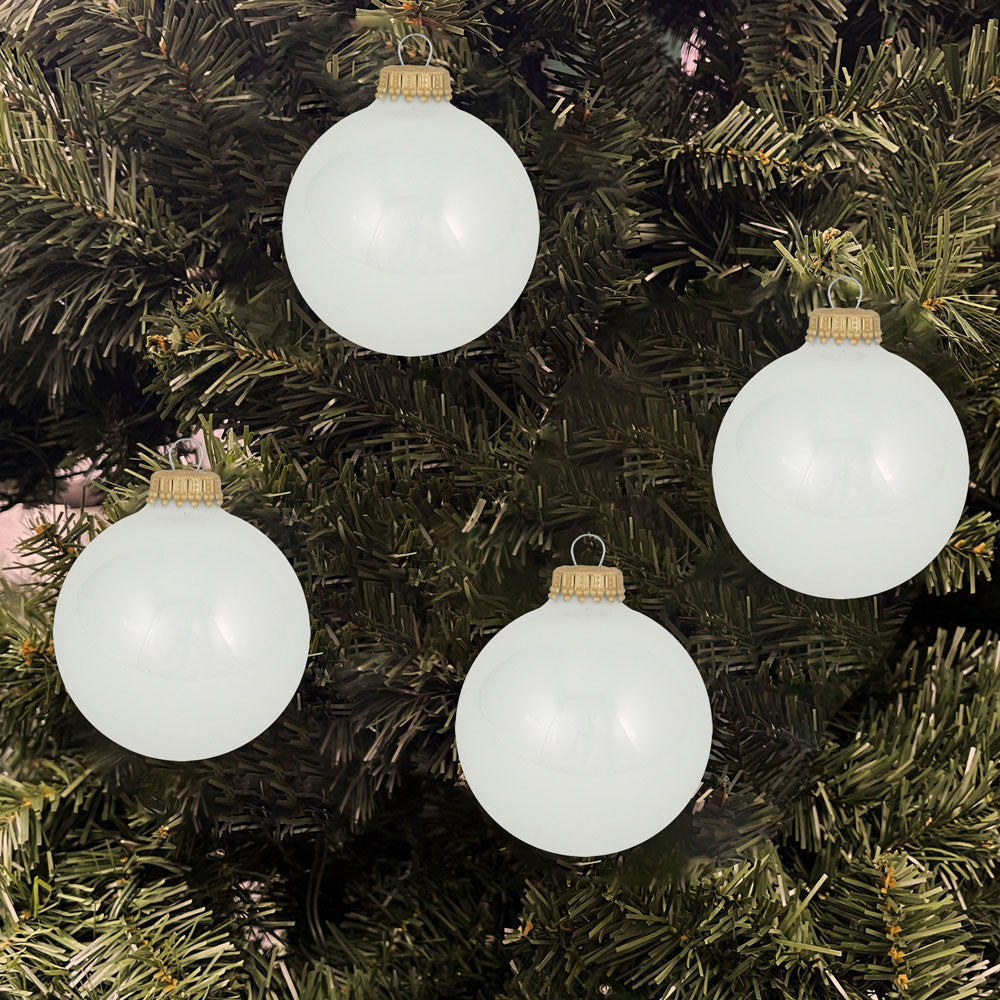 Christmas By Krebs 2 5/8" (67mm) Seamless Glass Ornament [8 Pieces], Decorated Designer Heirloom (Shiny Porcelain White)