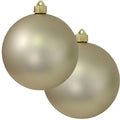 Christmas By Krebs 6" (150mm) Velvet Buff Ivory [2 Pieces] Solid Commercial Grade Indoor and Outdoor Shatterproof Plastic, UV and Water Resistant Ball Ornament Decorations