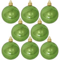 Christmas By Krebs 3 1/4" (80mm) Shiny Limeade Green [8 Pieces] Solid Commercial Grade Indoor and Outdoor Shatterproof Plastic, UV and Water Resistant Ball Ornament Decorations