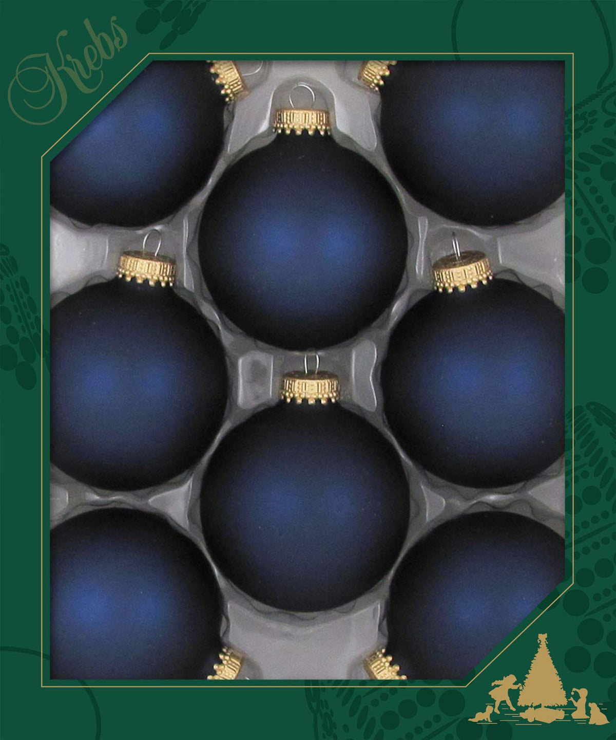 Christmas By Krebs Made in The USA Designer Seamless Glass Christmas Ball Ornaments, 2 5/8" (67mm), 8 Pieces (Velvet Midnight Haze Blue)