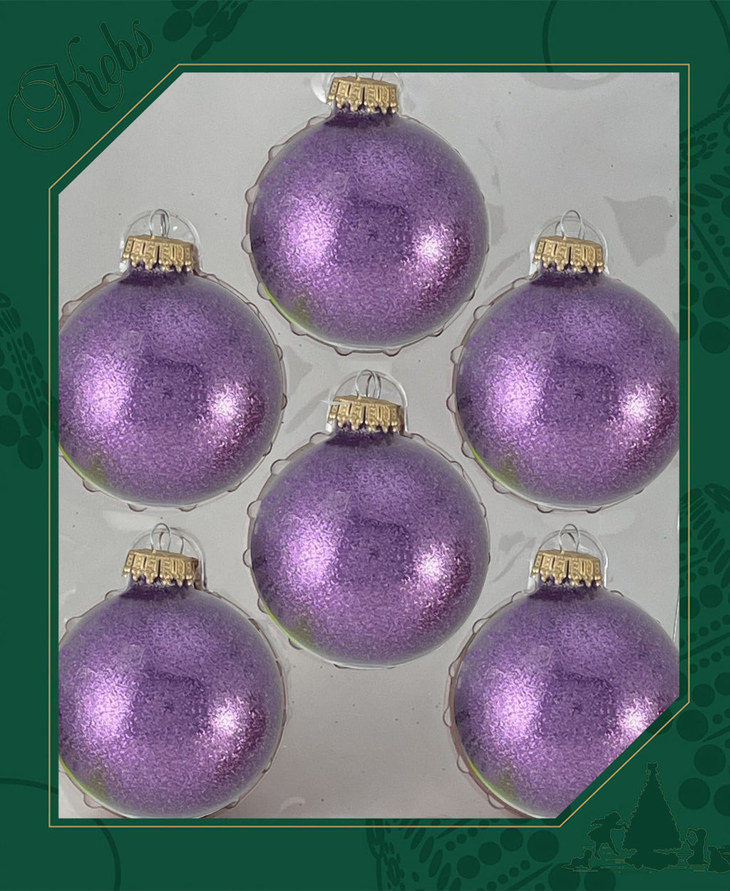 Glass Christmas Tree Ornaments - 67mm / 2.63" [6 Pieces] Designer Balls from Christmas By Krebs Seamless Hanging Holiday Decor