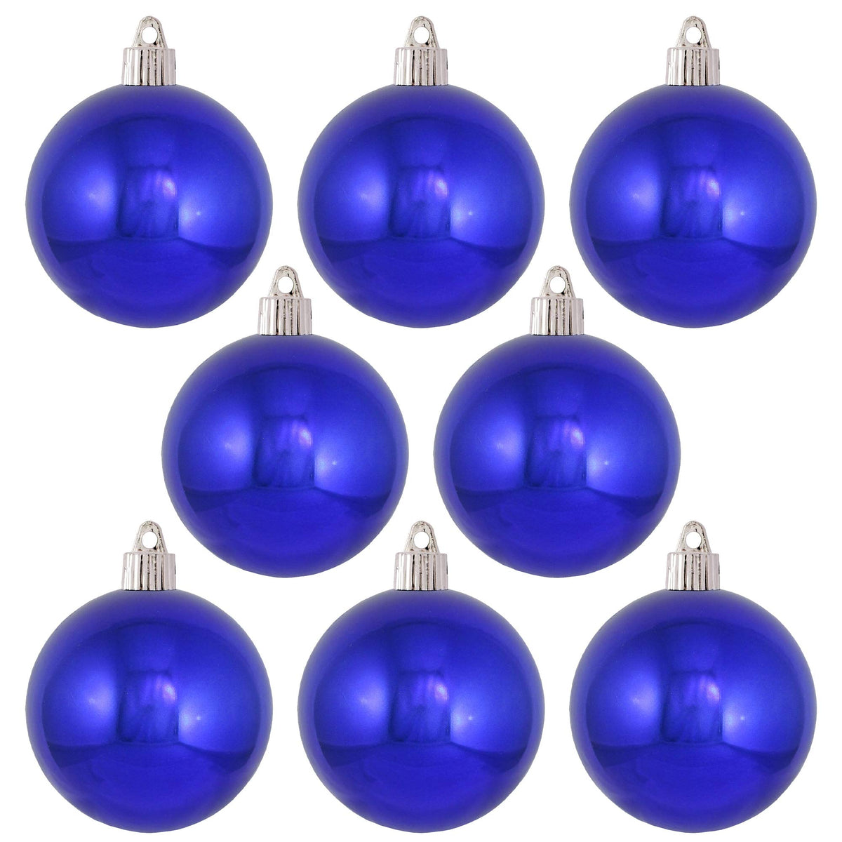 Christmas By Krebs 3 1/4" (80mm) Shiny Azure Blue [8 Pieces] Solid Commercial Grade Indoor and Outdoor Shatterproof Plastic, UV and Water Resistant Ball Ornament Decorations