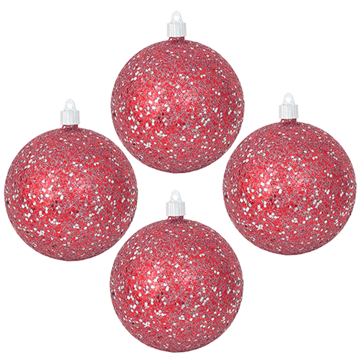 Christmas By Krebs 4 3/4" (120mm) Red & Silver Multicolor Glitz [4 Pieces] Solid Commercial Grade Indoor and Outdoor Shatterproof Plastic, Water Resistant Ball Ornament Decorations